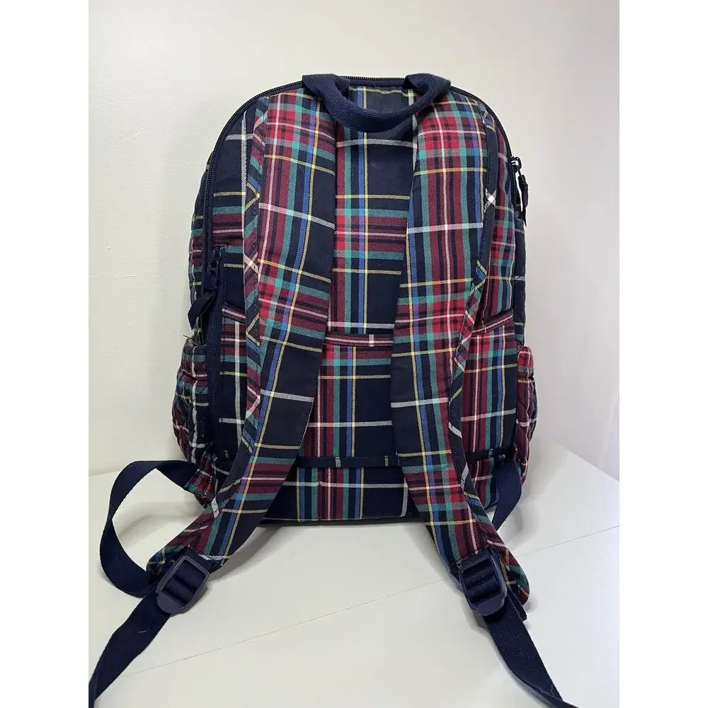 Vera Bradley Campus Backpack Large Laptop Ribbons Tartan Plaid Excellent Cond.